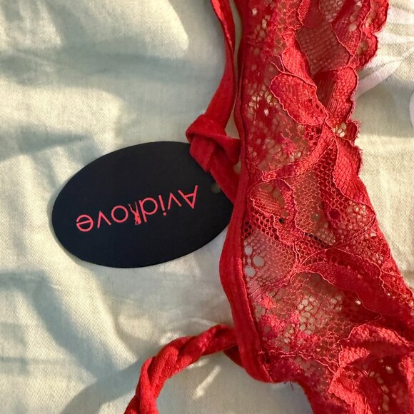 Lace teddysuit body suit, Deep V. - wine red color - NWT - Picture 4 of 7